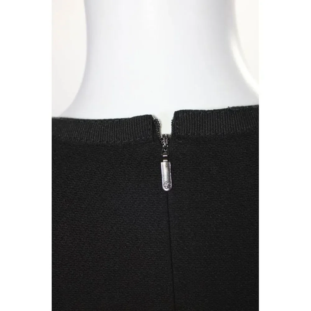 Trina Turk Womens Back Zip Sleeveless Crew Neck A Line Dress Black Size 12_4